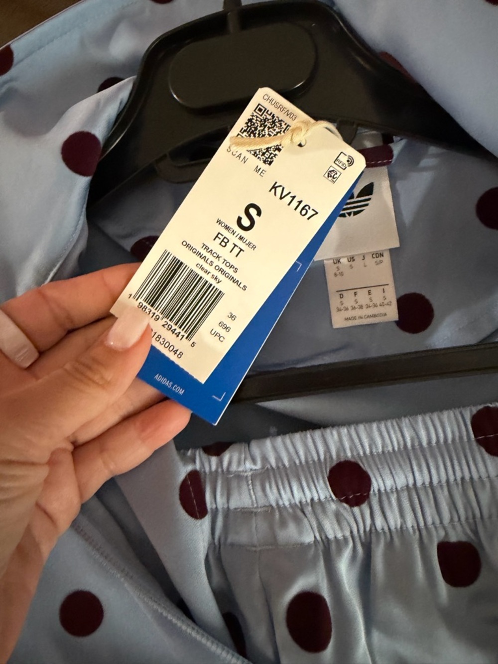Adidas Originals Polka Dot Tracksuit Set - Light Blue & Maroon (Jacket & Shorts) - Picture 5 of 7